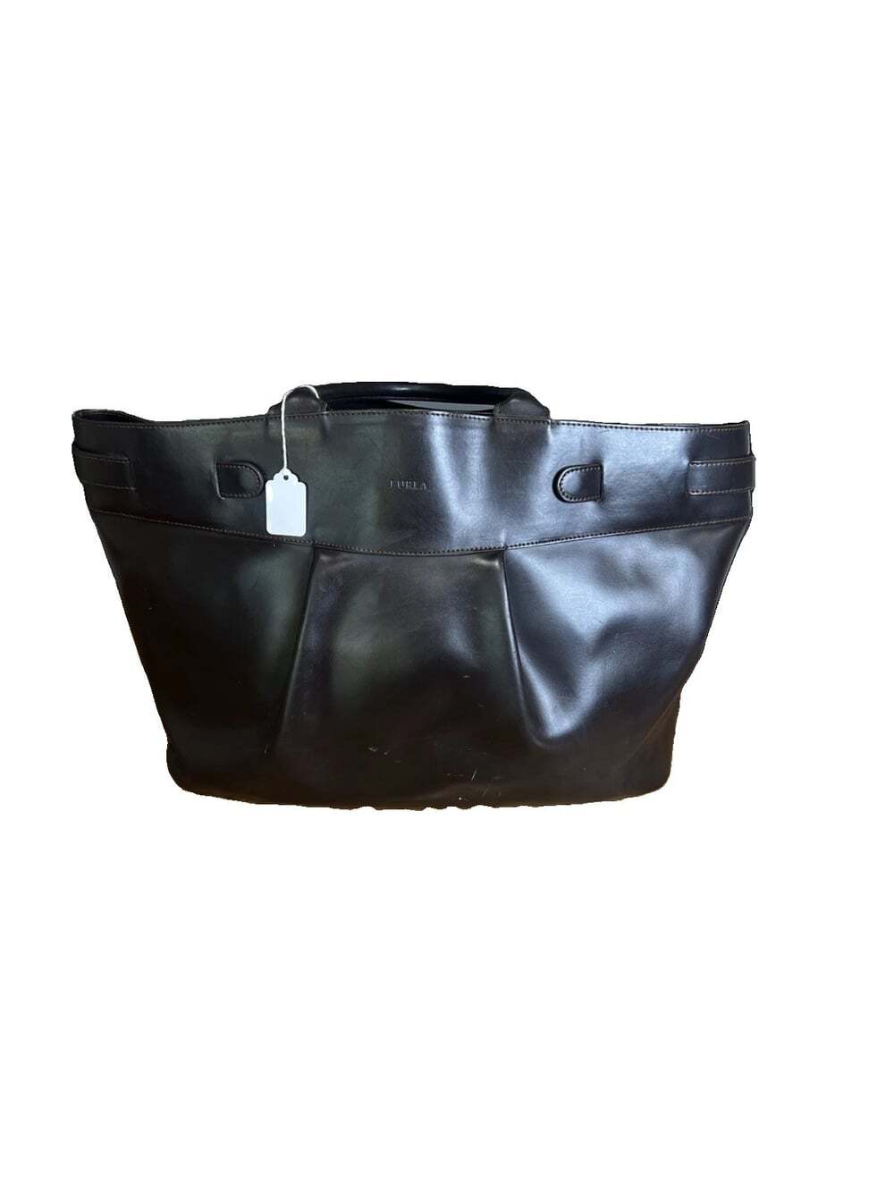 FURLA Classic Dark Brown Leather Handbag  Tote Bag Travel Work Bag Minimalist